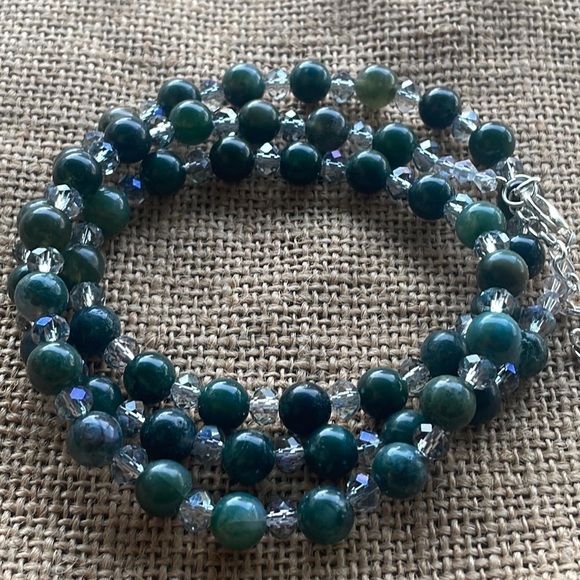 Real Green Aventurine Stone & Crystal beads New Handmade Extension adjustable - Picture 1 of 8